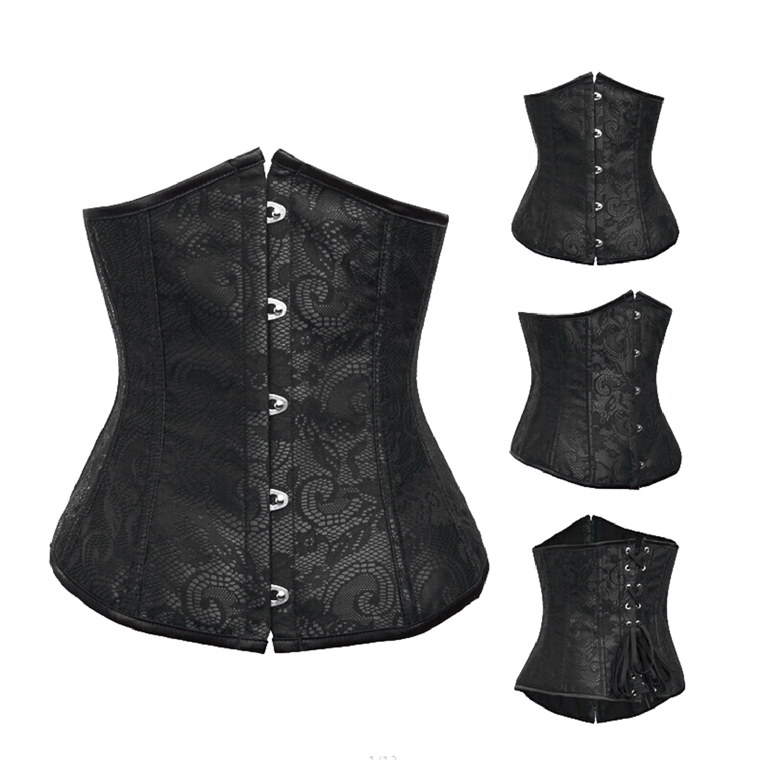 Womens Underbust Corsets Waist Cincher Bustier Top Gothic Corset